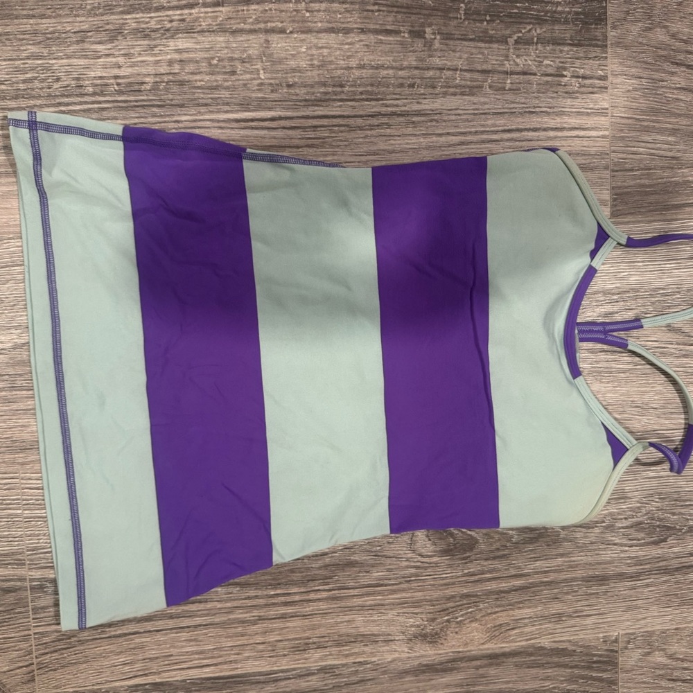 lululemon athletica Purple and Light Green Striped Tank Top